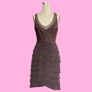 y2k Chocolate Brown Layered Cocktail Dress